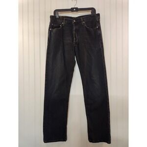 Levi 501 Original Fit Jeans Men Black Button Fly Straight Leg Denim Pants 34x32